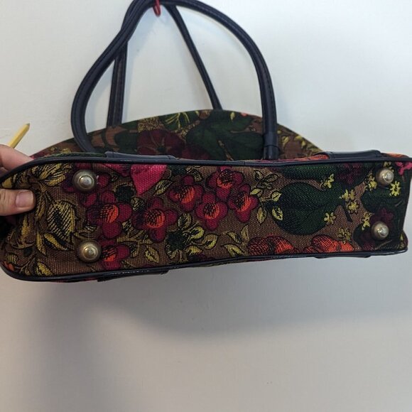 Vintage Celebrity New York MCM 1960's Carpet Bag Tapestry Travel Satchel Floral - Picture 4 of 14